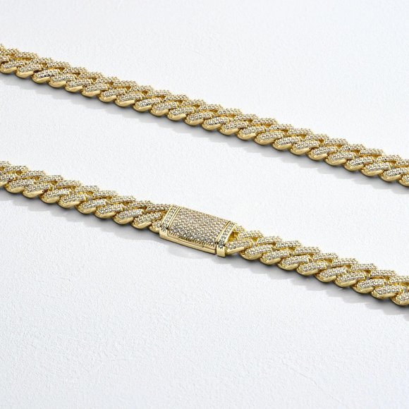 8MM MOISSANITE 925 STERLING SILVER ICED PRONG CUBAN LINK CHAIN